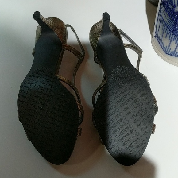 Calvin Klein Gold High Heeled Sandals - Picture 7 of 8